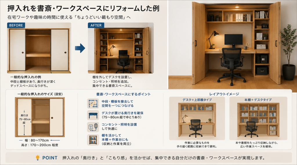具体的にわかる書斎リフォームの図(写真やイラスト)がほしいです